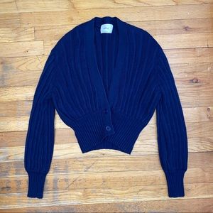 Navy Wilfred Plunge Front Cardigan